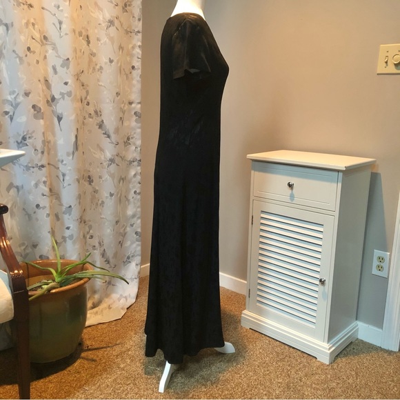 90s Laura Ashley black rose jacquard maxi dress size 4 amazing vtg condition EUC - Picture 5 of 7